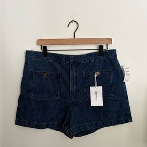 Frame Cleopatra Cotton Nautical High Rise Denim Women's Shorts Blue size 30 NWT
